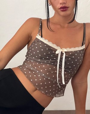 Cropped Tops Motel Rocks Norde Cami Damske Hnede Biele | GLX9664CO