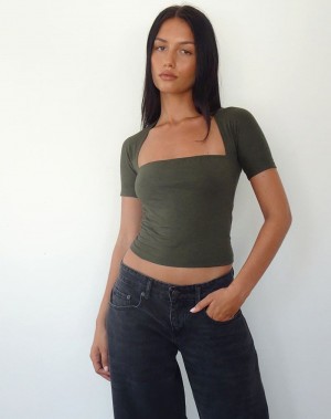 Cropped Tops Motel Rocks Requa Damske Zelene | CVT8451MU