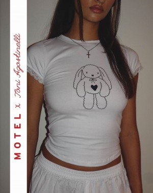 Tricko Motel Rocks Motel X Toni Agost Tattoo Izzy Tee Damske Biele | KPO9944BS