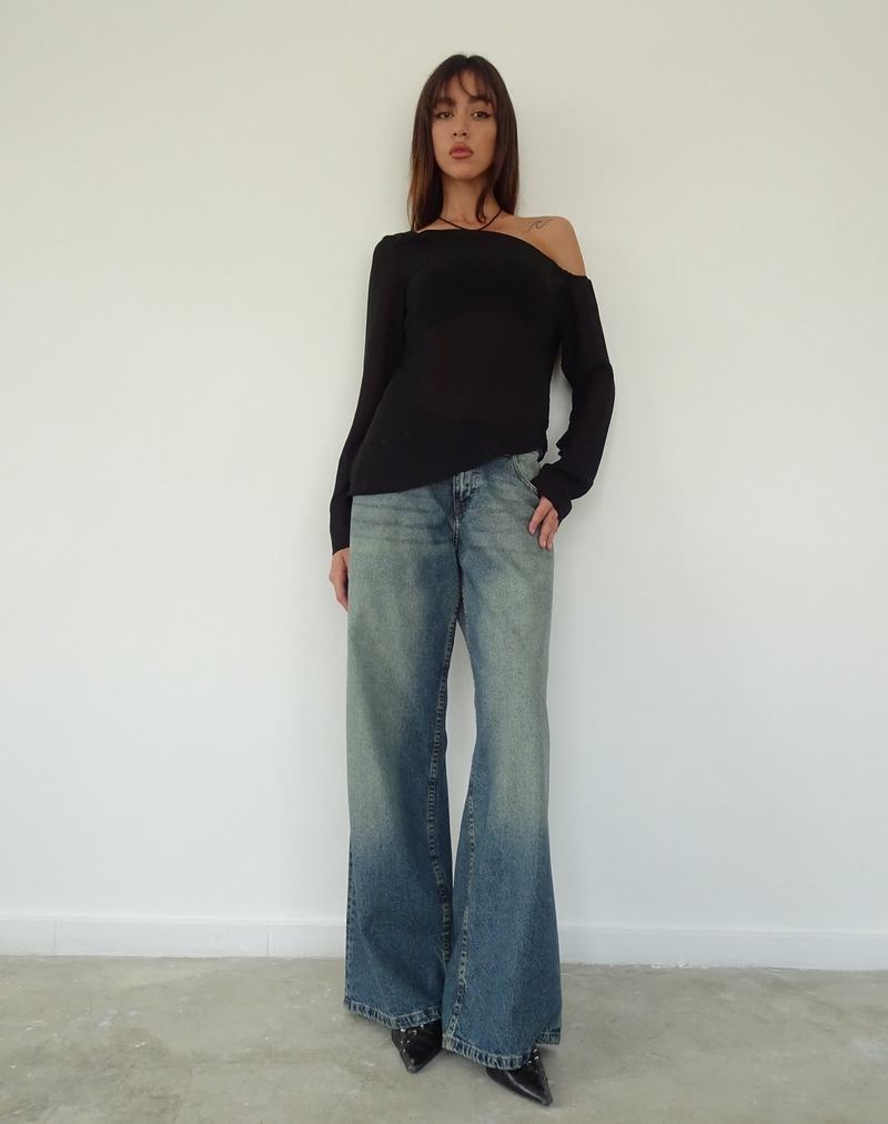 Bluzka Motel Rocks Riot Asymmetric Longline Damske Čierne | ULO1582GH