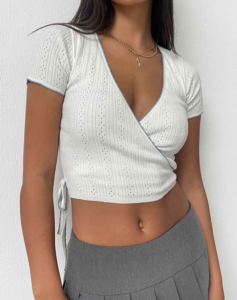 Cropped Tops Motel Rocks Delilah Wrap Damske Biele | QGV6088PS