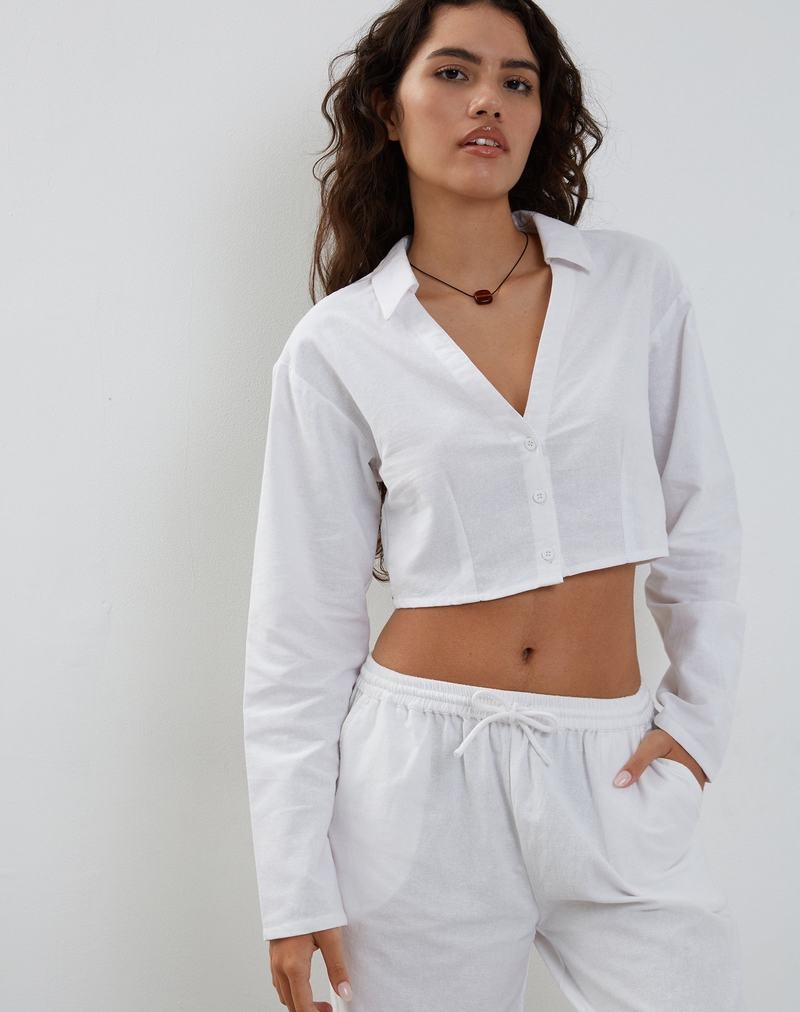 Cropped Tops Motel Rocks Lyse Super Cropped Shirt Damske Biele | AAQ7526ZP