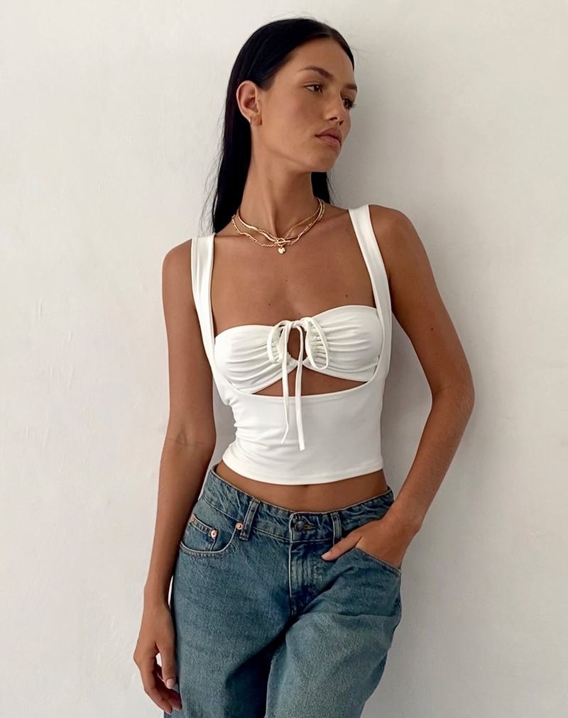 Cropped Tops Motel Rocks Ulani Damske Biele | LGS8824DI