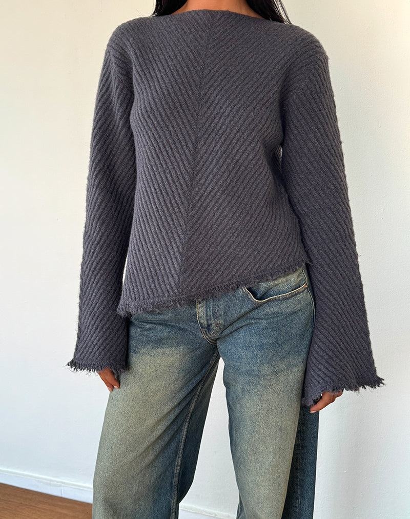 Jumpers Motel Rocks Fergie Asymmetric Knit Damske Modre Siva | PYA2837EQ