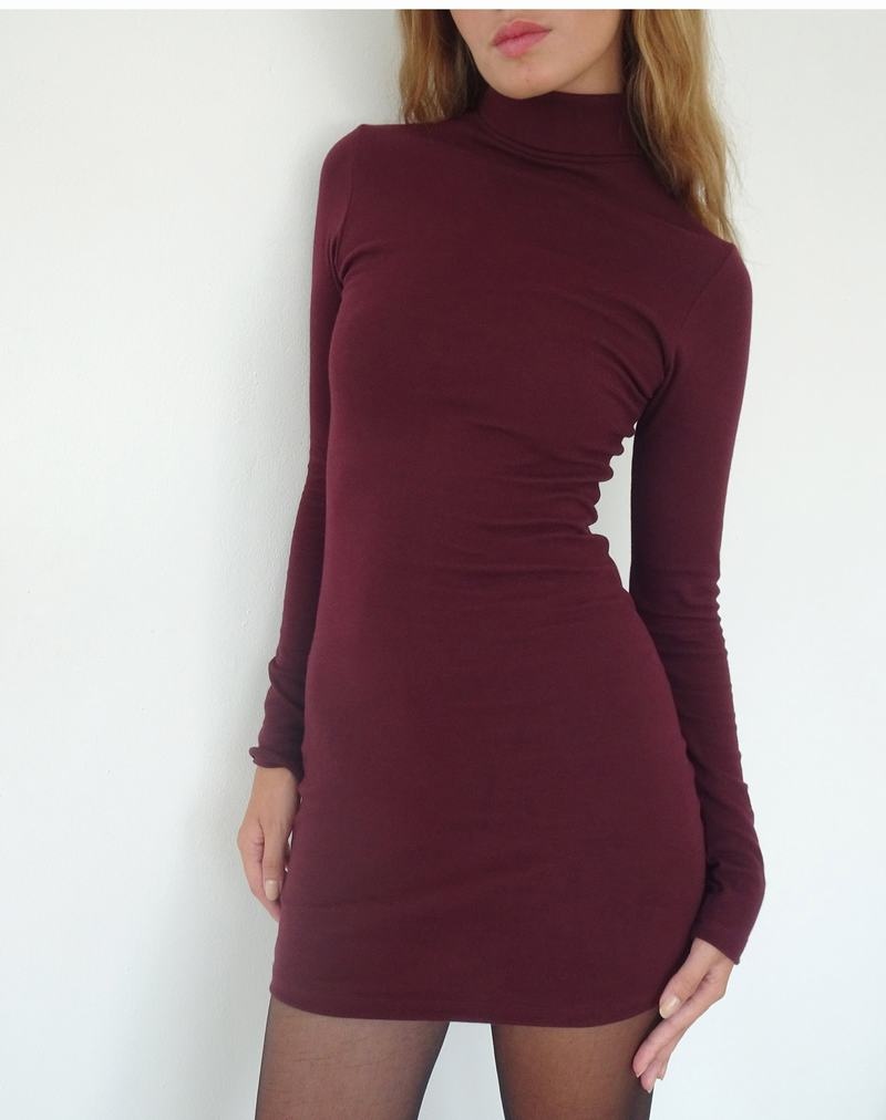 Mini Šaty Motel Rocks Yrion Turtle Neck Bodycon Damske Červené | TJN1648ES