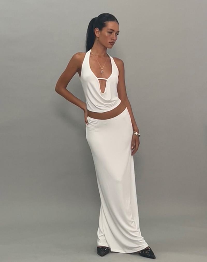 Sukne Motel Rocks Rim Jersey Maxi Damske Biele | EBT455YX