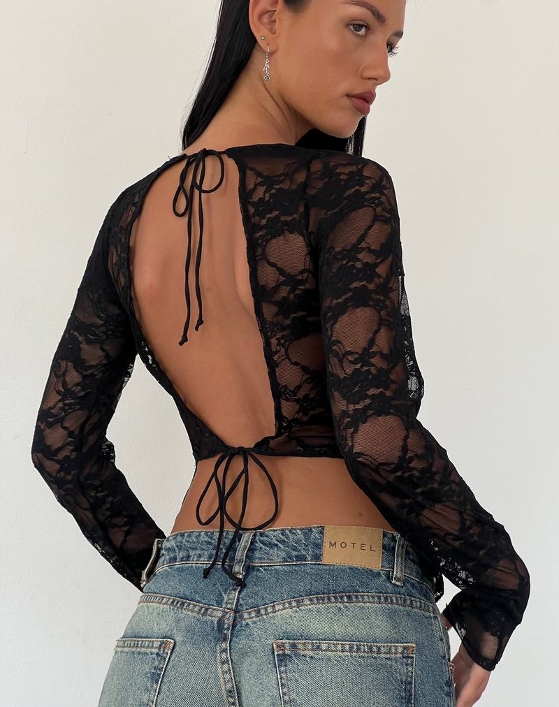 Tricko Motel Rocks Grizelda Backless Long Sleeve Damske Čierne | QTN5254OM